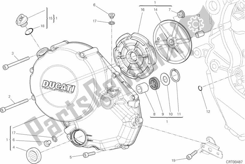 All parts for the Clutch Cover of the Ducati Multistrada 1200 S Touring Brasil 2015